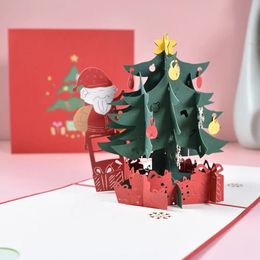 10PC Greeting Cards Christmas Card 3D Train Popup Greeting Card Christmas Gift 231115