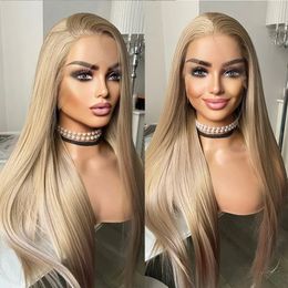 Synthetic s Lace Front Long Straight Hair for Women with Baby Heat Resistant Party Cosplay Black Blonde Use 231114