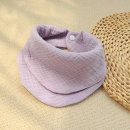 Scarves Wraps Solid Colour Triangular Scarf 4-layer Cotton Yarn Soft and Absorbent Infant Saliva Towel Baby Bib Four Seasons Universal 231115