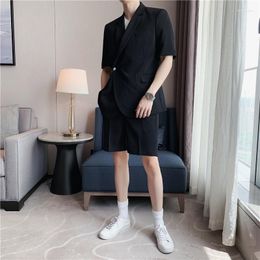 Men's Suits 2023 Suit Men's Fashion Solid Colour Business Casual Men Streetwear Wild Loose Korean Shorts Dress Mens Summer S-2XL