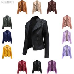 Women's Down Parkas Hot Sale New Women Fashion High Quality Leather Jacket Spring Autumn Short Coat Ladies Slim Sport Motorcycle Jackets Size S-4XL zln231115