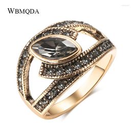 Cluster Rings Wbmqda Boho Grey Crystal Ring Ethnic Bride Wedding Antique Gold Colour Big Zircon Stone For Women Vintage Jewellery