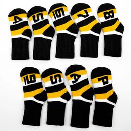 Other Golf Products 9Pcs Knitted Golf Headcover Covers Club Iron Golf Irons Head Covers Knit Long-neck Sock Style Golf Headcovers Washable 231114
