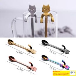 Cute Cat Spoons Long Handle Soup Spoon Flatware Coffee Drinking Tools Kitchen Gadget Creativespoon Use for tea Dinnerware