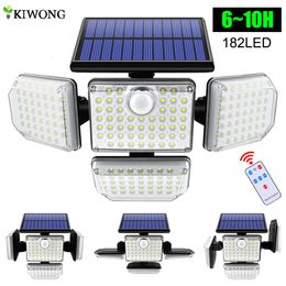 Garden Decorations Solar Lights Outdoor 182/112 LED Wall Lamp with Adjustable Heads Security Flood Light IP65 Waterproof 3 Working Modes 230414