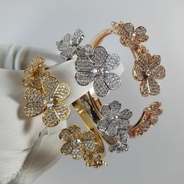 Clover Bracelet Clover Bracelet Natural Shell Gemstone Gold Plating Fine Material Diamond Gift with Box