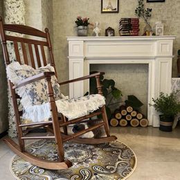 American retro circular carpet Nordic bedroom study bed rug light luxury living room home hanging basket yoga floor mat