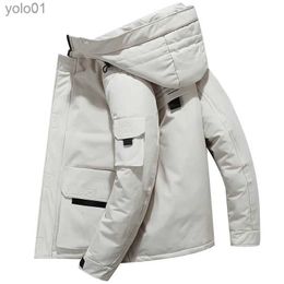 Men's Down Parkas Winter Tooling Famous Brand Down Canada Thickened Warm Hooded Jacket Coat Handsome Men's New White Duck Couple's Mid-lengthL231115