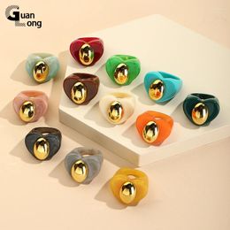 Cluster Rings GongLong Resin Geometric Vintage Heart For Women Girls Trendy Colorful Punk Big Ring Square Fashion Jewelry Accessories