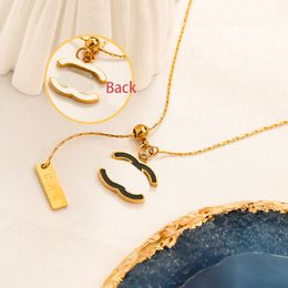 Luxury Channel Womens Letter Pendant Necklace Designer Brand Choker Black and White Girls Necklace 18K Gold Plated Wedding Party Necklace Family Gift Jewellery 40+5cm