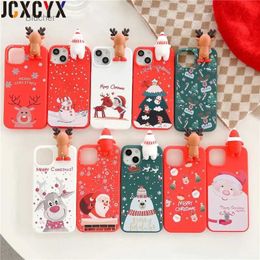 Cell Phone Cases 3D Doll Cartoon Merry Christmas Santa Reindeer Tree Soft Case for iphone 15 14 13 Pro Max 12 11 X XS XR 7 8 Plus 12MiNi CoverL2402