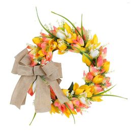Decorative Flowers Spring Summer Wreath Vintage Artificial Garland Door Hanging Pendant Flower For Front Plaques And Signs Decor