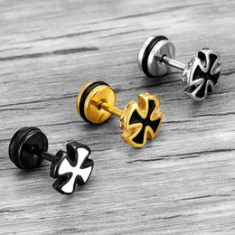 Stud Earrings Trend Unisex Women Men Knights Templar Iron Cross Ear Piercing Stainless Steel Maltese Crucifix Biker Jewellery