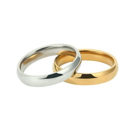 4MM Gold Silver Stainless Steel Band Ring for Men Women Classical Couple Love Rings in Bulk Elegant Cute Decorative Wedding Jewellery Wife Gift Wholesale Cheap Price