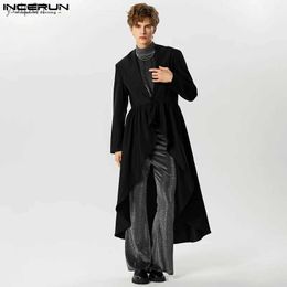Men's Jackets Tops 2023 American Style Handsome Men Fashion Sexy Suit Splicing Lotus Leaf Swallowtail Swing Long Sled Blazers S-5XLL231115