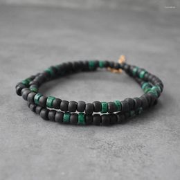 Pendant Necklaces Trendy Simple Black Matte Stone Beads Necklace Men Summer Green Surfer For Strand Jewelry Gift Him