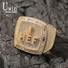 Wedding Rings Uwin Custom Name Rings 1-9 Letters Full Iced Out Cubic Zirconia Championship Ring Personalized Hiphop Jewelry 231114