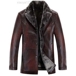 2023Men leather jackets New arrival Winter brand plus Velvet thick Warm Motorcycle Business Casual Mens Leather Jackets coats C1120