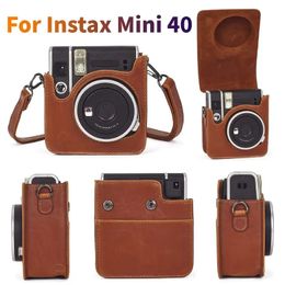 Camera bag accessories For Fujifilm Instax Mini 40 Instant Camera Accessory Organizer PU Leather Camera Storage Bag with Removable Adjustable Straps 231114