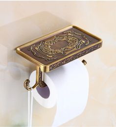 Toilet Paper Holders Holder Wall Mounted Vintage Classic Bathroom Antique Brass Roll Tissue Box Accessories 231115