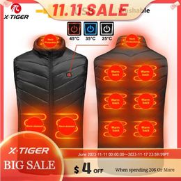 Men's Vests X-TIGER 9/2 Places Heated Jacket Men Women USB Electric Thermal Warm Hunting Coat Winter Outdoor Camping Hiking Heated Vest 231115