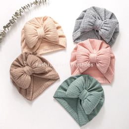 Cotton Filling Bow Baby Winter Warm Hats Knitted Jacquard Warm Hat for Newborn Headwrap Turban Beanie Baby Girl Bowknot Bonnet