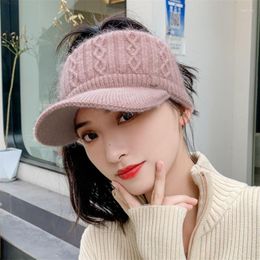 Ball Caps Fashion Knitted Peaked Cap Warm Winter Empty Top Ear Protection Hats Women Leaky Baseball Tidy Up Hairstyle Hat