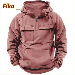 Mens Hoodies Sweatshirts Solid Colour Simple Casual Hooded Sweater European and American Youth Multipocket Coat Allmatch Trend 231114