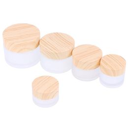 5g 10g 15g 30g 50g Frost Cosmetic Jars Cream Empty Makeup Face Cream Refillable Containers Packing Bottle With Plastic Bamboo Cap BJ