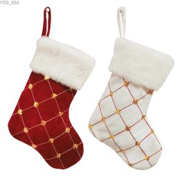 Christmas Decorations Christmas Decor Bags Fireplace Decoration Socks Large Xmas Gift Decorations Snowman Deer Pocket Embroidered Plush Stockings YQ231115