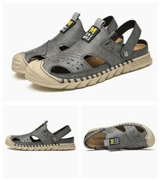 Men Shoes Waterproof Non-Slip Sandals Cow Leather Men's Soft Bottom Wear-Resistant Slippers Breathable Sandals 38-46