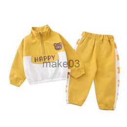 Jackets 2023 New spring autumn Boys girls cartoon clothes casual sportswear long sleeve letter zipper suit baby two-piece suit 0-5Y J231115