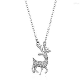 Pendants 925 Sterling Silver Necklace Pendant For Women Elk Sika Deer Trendy Charm Adjustable Chain Choker Gift Jewellery