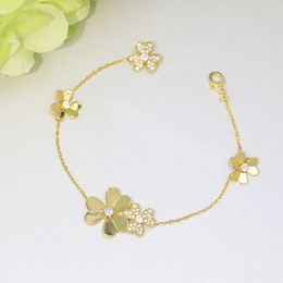 four leaf clover Bracelet Natural Shell Gemstone Gold Plated 18K designer for woman T0P highest counter Advanced Materials classic style anniversary gift 017