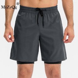 Running Shorts Men Fitness Double-layer Sports Two-piece Tight Fit High Bounce Basketball Quick Dry Breathable Gym Sportswear