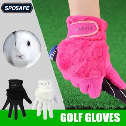 Sports Gloves SPOSAFE 1Pair Women Winter Golf Gloves Anti-slip Artificial Rabbit Fur Warmth Fit for Left and Right Hand 231115