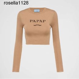 New Womens designer sweatershirts Cropped Silk Sweater with P Autumn/Winter Fashion brand Woman Knitwear sweater