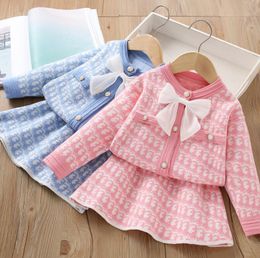 kids designer clothes girl Clothing Sets sweater cardigan Princess skirt children coat