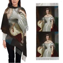 Scarves Portrait Of Empress Elisabeth Austria Scarf For Women Warm Winter Pashmina Shawl Wrap Long Daily Wear