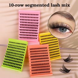 10 Rows Large Capacity D Curl Thick Natural False Eyelashes Segmented Eyelash Extensions Individual Lashes