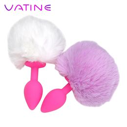 Anal Toys VATINE Silicone Butt Plug Hairy Rabbit Tail Sex for Women Erotic Shop 231114