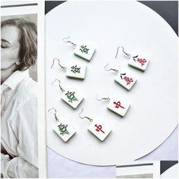 Dangle Chandelier Korea Creative Funny Earrings Fun Ins Girl Mahjong Cute Ear Clips Women Jewelry Drop Delivery Dhgarden Dhrlp