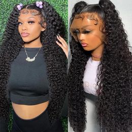 Synthetic Wigs Kinky Curly 13x4 Lace Front Human Hair For Women 30 inch Indian Deep Frontal Wig Wet And Wavy Closure 231115