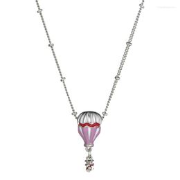 Pendant Necklaces Red Air Balloon Charms Necklace Fit Original Brand For Women Girls DIY Jewelry Christmas Gift
