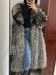 Women's Fur Faux 2023Natural Real Overcoat Warm Winter Jacket Luxury Furry Long Coat Autumn Loose large Big Size y231114
