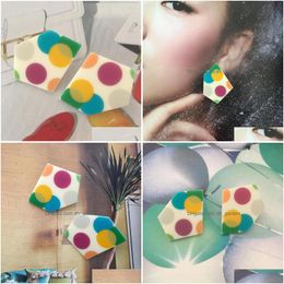 Dangle Chandelier 1Pair Fashion Geometric Painting Acrylic Earrings For Women Candy Colour Stud Korea Jewellery Gift 2021 Drop Dhgarden Dhsps