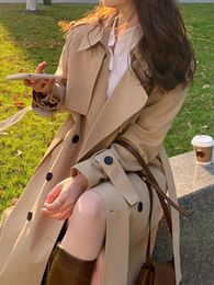 Women s Jackets Elegant Women Trench Long Sleeve French Style Vintage Casual Solid Sweet Single Breasted 2023 Autumn Winter Coats 231114