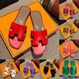 Luxury Womens Summer Sandals Beach Slide Slippers Crocodile Skin Leather Flip Flops Sexy Flat Heels Ladies Sandali Fashion Designs Orange Scuffs Shoes