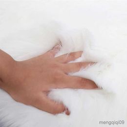 Carpet Fur Area Rugs Oval Artificial Sheepskin Hair Carpets Floor White Wool Fluffy Soft Mats Bedroom For Living Room R231115