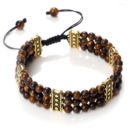 Strand Bohemia Multilayer Braided Bracelet For Women 4mm Natural Stone Tiger Eye Onyx Beads Bracelets Men Vintage Jewelry Charm Bangles